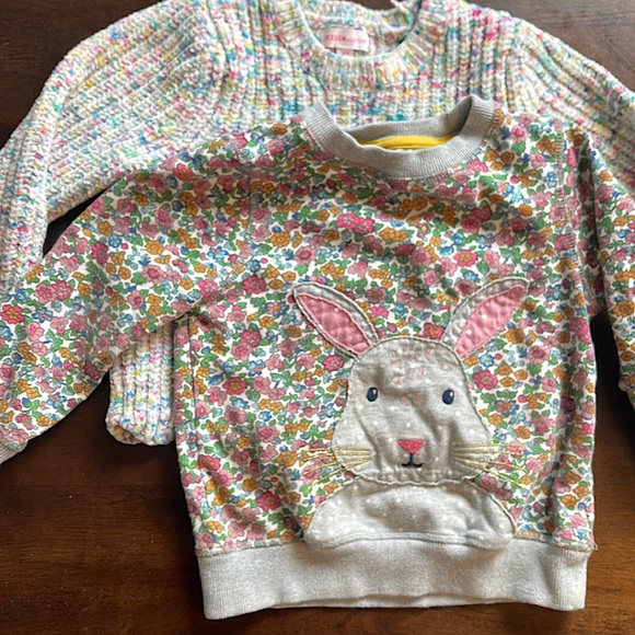 Mini Boden & Design History Toddler sweater sweatshirt bunny flower tutti frutti - Picture 1 of 5